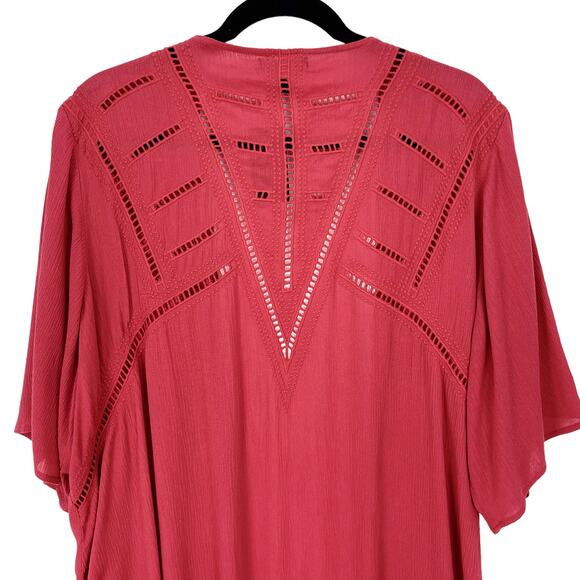 NWT TORRID KIMONO CARDIGAN Women's Size 00/0 (M/L) Red CRINKLED GUAZE Fabric - Picture 6 of 8
